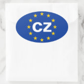 VIER Tschechische Republik "CZ" Europäische Gewerk Ovaler Aufkleber (Tasche)