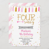 VIER und leiser Geburtstag Einladung (Vorne/Hinten)