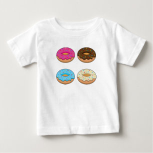 Vier verschiedene Donuts Muster Baby T-shirt