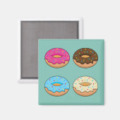 Vier verschiedene Donuts Muster Magnet (Vorderseite/Rückseite)