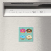 Vier verschiedene Donuts Muster Magnet (In Situ (Geschirrspüler))