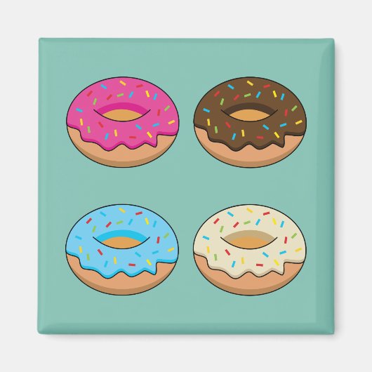 Vier verschiedene Donuts Muster Magnet (Vorne)