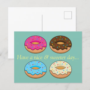 Vier verschiedene Donuts Muster   Personalisieren Feiertagspostkarte