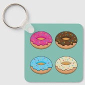 Vier verschiedene Donuts Muster Schlüsselanhänger (Vorderseite)
