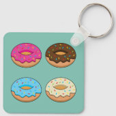 Vier verschiedene Donuts Muster Schlüsselanhänger (Rückseite)