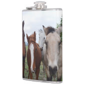 Vier verschiedene Farbpferde, Hüftkolben Flachmann (Links)