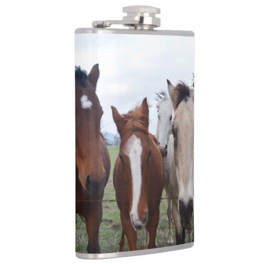 Vier verschiedene Farbpferde, Hüftkolben Flachmann (Rechts)