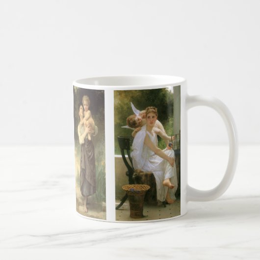 Vier verschiedene Gemälde von Bouguereau Angel Kaffeetasse (Rechts)
