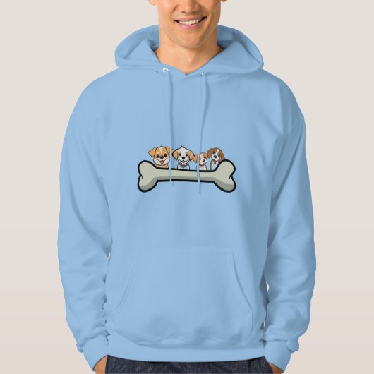 Vier verspielt Hunde mit Knochen Design Hoodie (Vorderseite)