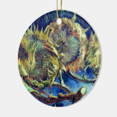 Vier verwitterte Sonnenblumen Keramik Ornament (Links)