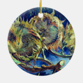 Vier verwitterte Sonnenblumen Keramik Ornament (Hinten)