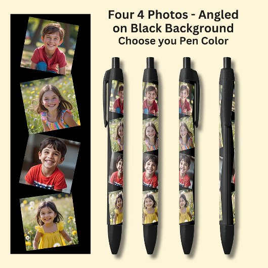 Vier viereckige Fotos auf Schwarz gekleidet Kugelschreiber