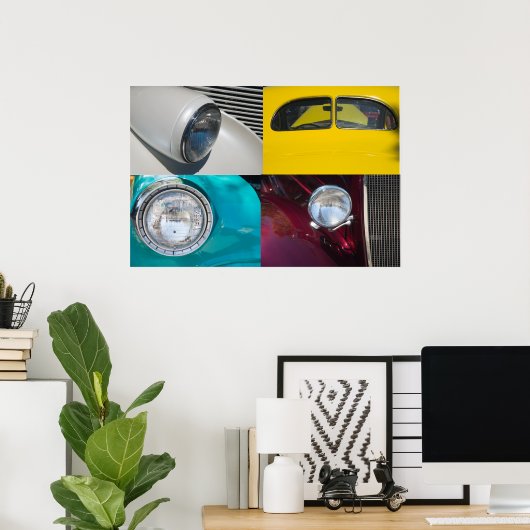 Vier Vintage Cars Poster (Heimbüro)