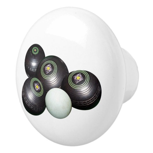 Vier Vintage Rasenschüsseln, Keramikknauf (Rechts)