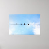 Vier Vögel auf einem Wire (Fotos von mir) Leinwanddruck (Vorderseite)