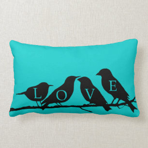 Vier Vögel auf einer Zweigniederlassung Lendenkissen