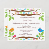 Vier Vögel Bloral Baby Dusche Einladung (Vorne/Hinten)