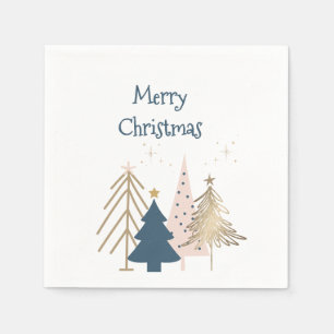 Vier Weihnachtsbäume in Grün und Gold benannt Serviette