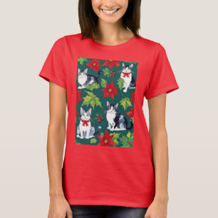 Vier Weihnachtskatzen und Weihnachtssterne T-Shirt