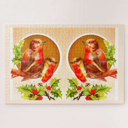 Vier Weihnachtsrobinen Puzzle (Horizontal)