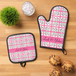 Vier Weinsorten für Pessach individuell anpassbar Ofenhandschuh & Topflappen-Set
