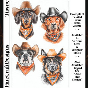 Vier Western Cowboy Hunde in Hats DN9L Decoupage Seidenpapier