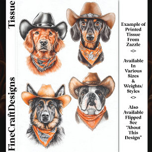 Vier Western-Cowboy-Hunde mit Hüten DN9R Découpage Seidenpapier