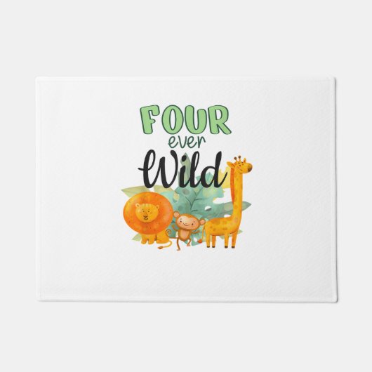 VIER Wild Giraffe Monkey Lion Jungle 4. Birt Fußmatte (Vorderseite)