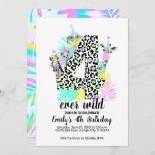 Vier wilde 4. Wilde Geburtstagsfeier Einladung (Vorne/Hinten)