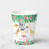 Vier Wilde Dinosaurier Mädchen 4. Geburtstag Pappbecher (Vorderseite)