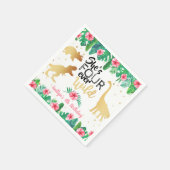 Vier Wilde Dinosaurier Mädchen 4. Geburtstag Serviette (Ecke)