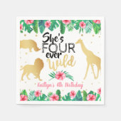 Vier Wilde Mädchen 4. Geburtstag Serviette (Vorderseite)