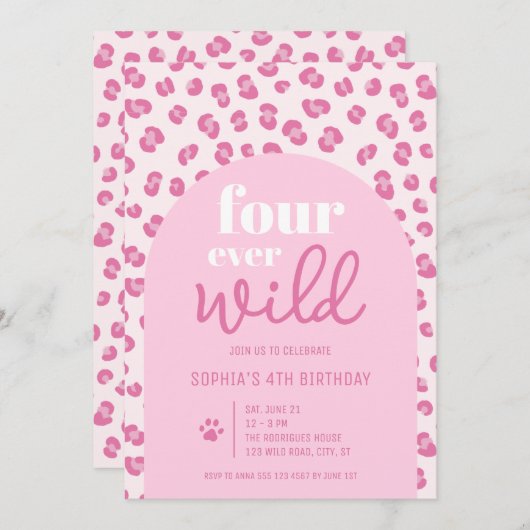 Vier wilde Mädchen 4. Party Einladung (Vorne/Hinten)