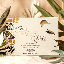 Vier wilde Safari Löwe 4. Geburtstag Einladung