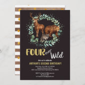 Vier Wilde Wälder zum Geburtstag Einladungs-Boys Ankündigung (Vorne/Hinten)