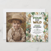 Vier Wildtiere 4. Geburtstag Foto Einladung (Vorderseite)