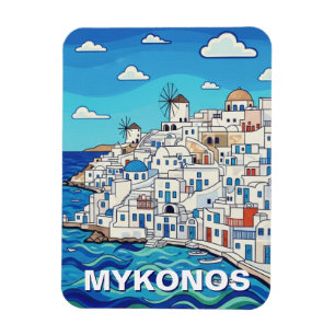 Vier Windmühlen in Mykonos Griechenland Kykladen R Magnet