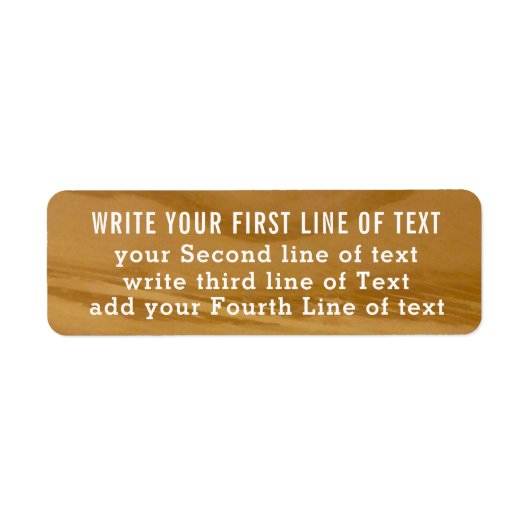 vier Zeilen bearbeitbaren Textes auf Imitat Holz, (Vorne)