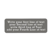 vier Zeilen bearbeitbaren Textes auf schlicht grau (Vorne)