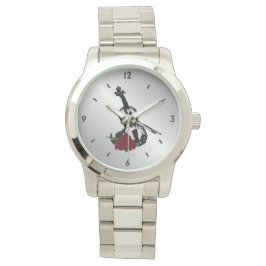 Vier Ziffern für Geige und Rose Armbanduhr