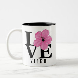 Viera LIEBE Pink Hibiskus 11oz Zweifarbige Tasse