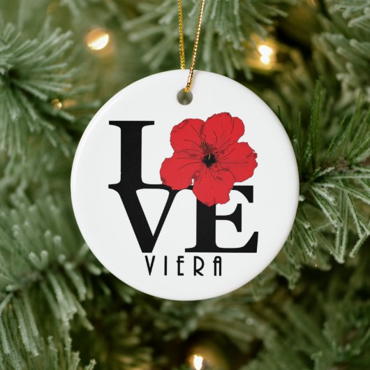 Viera LIEBE Red Hibisken Keramik Ornament (Baum)