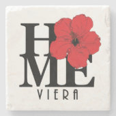 Viera ZUHAUSE Red Hibiskus Steinuntersetzer (Vorderseite)