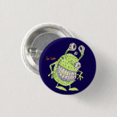 vieräugiges grünes Alien-Monster Button (Vorne & Hinten)