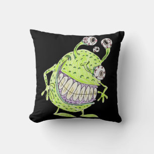 vieräugiges grünes Alien-Monster Kissen