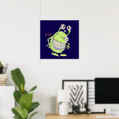 vieräugiges grünes Alien-Monster Poster (Heimbüro)