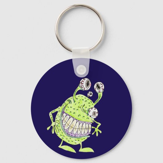 vieräugiges grünes Alien-Monster Schlüsselanhänger (Vorderseite)