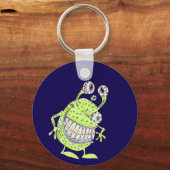 vieräugiges grünes Alien-Monster Schlüsselanhänger (Vorderseite)