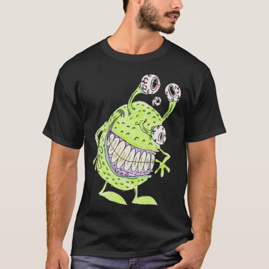 vieräugiges grünes Alien-Monster T-Shirt (Vorderseite)