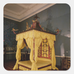 Vierbettzimmer im chinesischen Stil, 1750er Jahre Quadratischer Aufkleber